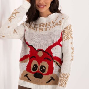 Sweter Damski Model MI-SW-19133.90 Ecru - Italy Moda