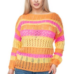 Sweter Damski Model 30060 Pink/Yellow - PeeKaBoo