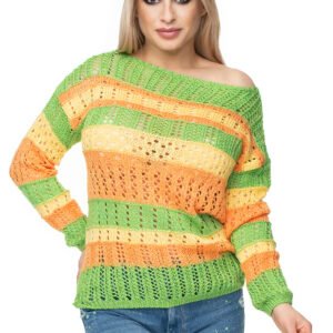 Sweter Damski Model 30060 Green/Orange - PeeKaBoo