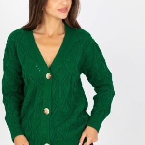 Sweter Kardigan Model LC-SW-8035.06X Dark Green - Rue Paris