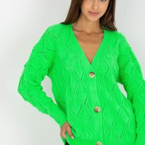 Sweter Kardigan Model LC-SW-8035.06X Fluo Green - Rue Paris