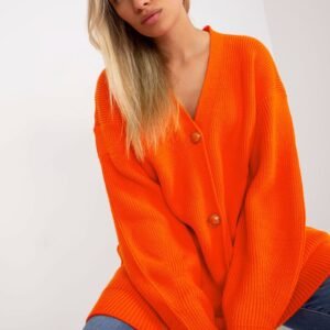Sweter Kardigan Model LC-SW-0267.06X Orange - Rue Paris