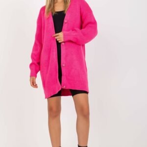 Sweter Kardigan Model LC-SW-0267.06X Fluo Pink - Rue Paris