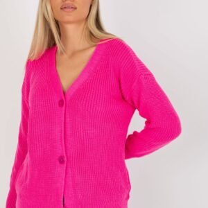 Sweter Kardigan Model LC-SW-0321.06X Fluo Pink - Rue Paris