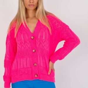 Sweter Damski Model LC-SW-8022.04P Fluo Pink - Rue Paris