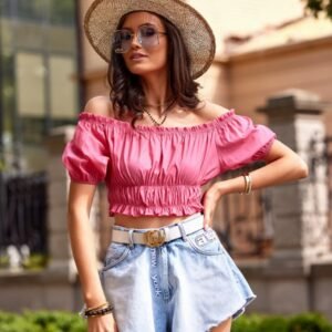 Bluzka Model AMA BLU0166 Amarant - Roco Fashion