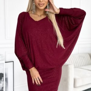 Sukienka Model 402-4 Bordo Brokat - Numoco