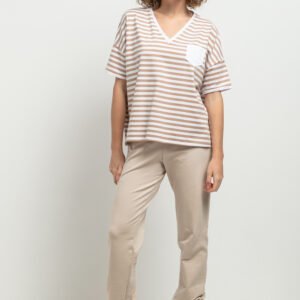 Bluzka Model T393/12 White/Beige Paski - Tessita