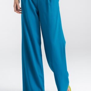 Spodnie lniane wide leg SD85 Blue - Nife