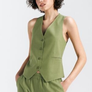 Kamizelka klasyczna lniana KA05 Green - Nife