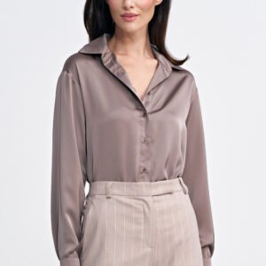 Satynowa koszula body K80 Mocca - Nife