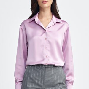 Satynowa koszula body K80 Pink - Nife