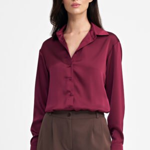 Satynowa koszula body K80 Bordo - Nife