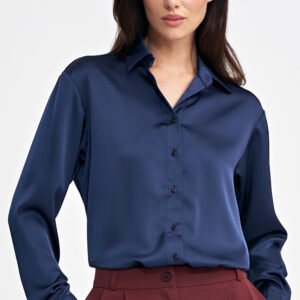 Satynowa koszula body K80 Navy - Nife