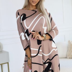 Sukienka Model 577-1 Beige/Black/White - Numoco