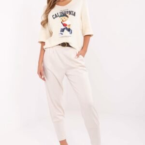 Spodnie Dresowe Model DHJ-SP-20316.16 Light Beige - Italy Moda