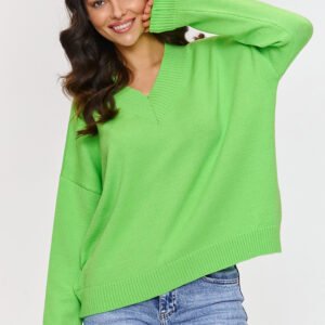 Sweter Damski Model S158 Limonka - Makadamia