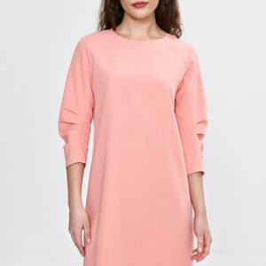 Sukienka z zakładkami na rękawach S267 Łosoś - Nife