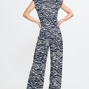 Kombinezon z nogawkami palazzo KM43 Wzór Zebra/Navy - Nife