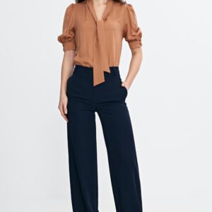 Spodnie bootcut z krytym guzikiem SD110 Navy - Nife