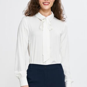 Bluzka z szarfą pod szyją B190 Ecru - Nife