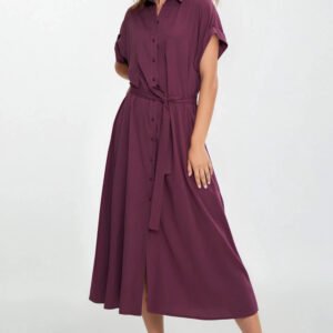 Sukienka Koszulowa sukienka midi S270 Śliwka - Nife