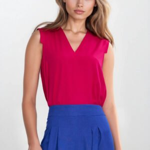 Bluzka bez rękawów z dekoltem V B191 Fuksja - Nife