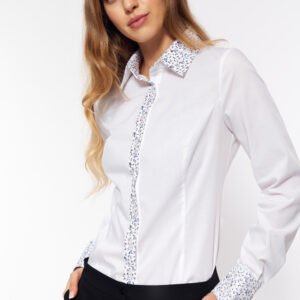 Koszula z wzorzystymi wstawkami K85 White - Nife