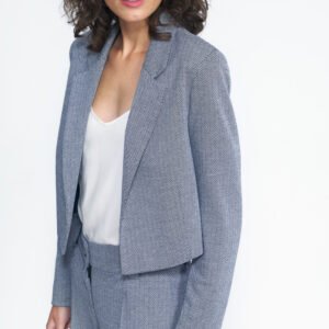 Krótki żakiet w granatową jodełkę Z67 Navy - Nife