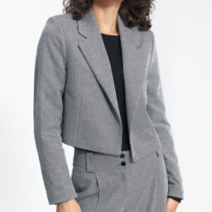 Krótki żakiet w czarną jodełkę Z67 Black - Nife