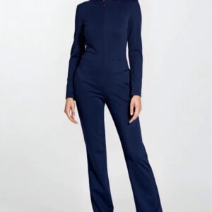 Granatowy kombinezon z zamkiem na dekolcie KM37 Navy - Nife