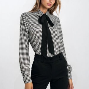 Bluzka z kokardą w romby B183 Black - Nife