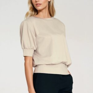 Bluza z krótkim rękawem BL12 Beige - Nife
