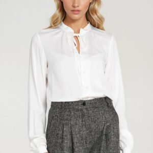 Bluzka z wiązaniem pod szyją B203 Ecru - Nife