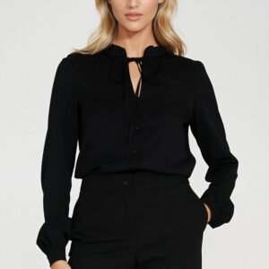 Bluzka z wiązaniem pod szyją B203 Black - Nife