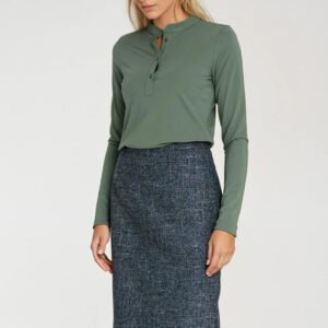 Spódnica Ołówkowa spódnica z dekoracyjnym zamkiem SP85 Navy Melange - Nife