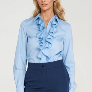 Koszula z żabotem K89 Błękit - Nife