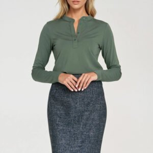 Bluzka polo ze stójką B195 Oliwka - Nife