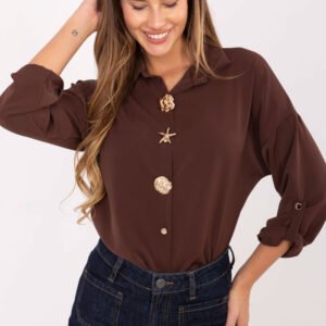 Koszula Damska Model MI-KS-4192.34 Dark Brown - Rue Paris