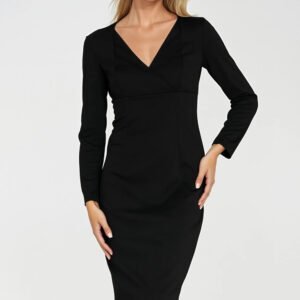 Sukienka z kopertowym dekoltem S276 Black - Nife