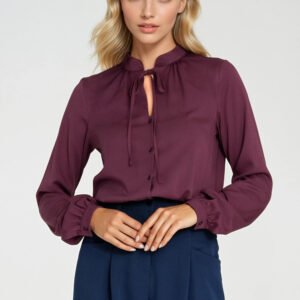 Bluzka z wiązaniem pod szyją B203 Śliwka - Nife