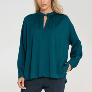 Oversizowa bluzka z marszczeniem B197 Szmaragd - Nife