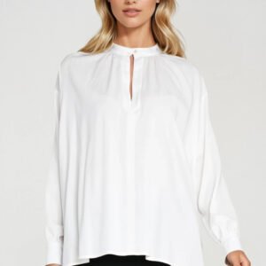 Oversizowa bluzka z marszczeniem B197 Ecru - Nife