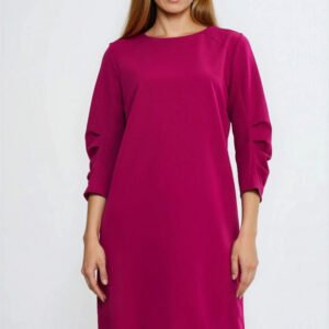 Sukienka z zakładkami na rękawach S285 Fuksja - Nife