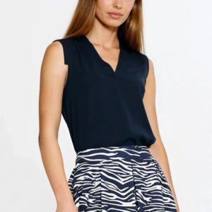 Bluzka bez rękawów z dekoltem V B213 Navy - Nife
