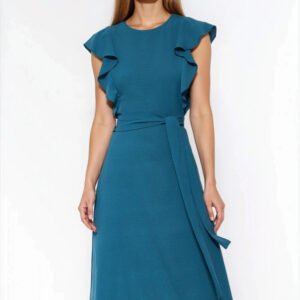 Sukienka Lazurowa sukienka z falbanami na ramionach S278 Lazur - Nife