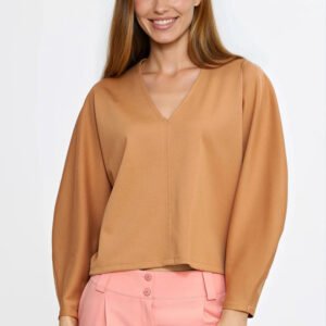 Bluzka oversize z balonowymi rękawami B214 Carmel - Nife