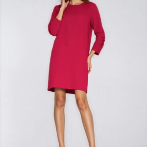 Sukienka z zakładkami na rękawach S291 Red - Nife