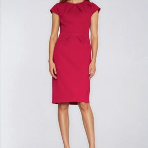 Sukienka z zakładkami na dekolcie S289 Red - Nife