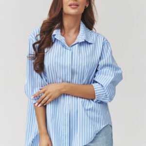 Koszula Damska Model C36 Blue/White - Makadamia